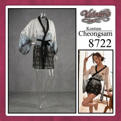 Veloura Pakaian Cheongsam Mini Kostum Lingerie Set Dress Sexy Model Baju China 8722