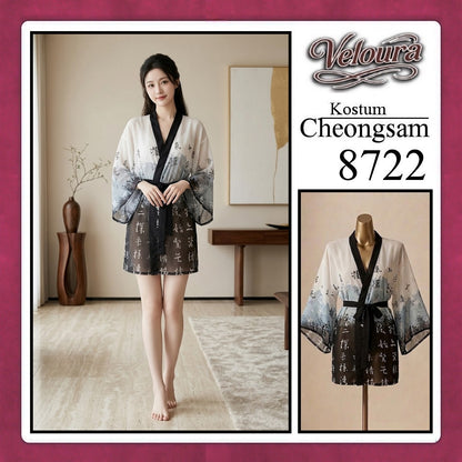 Veloura Pakaian Cheongsam Mini Kostum Lingerie Set Dress Sexy Model Baju China 8722