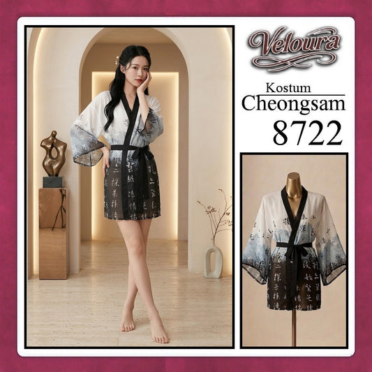 Veloura Pakaian Cheongsam Mini Kostum Lingerie Set Dress Sexy Model Baju China 8722