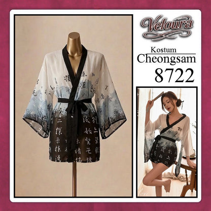 Veloura Pakaian Cheongsam Mini Kostum Lingerie Set Dress Sexy Model Baju China 8722