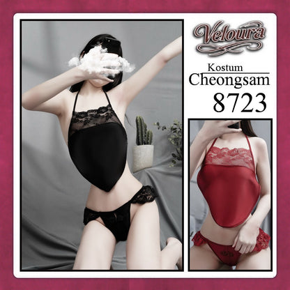 Veloura Pakaian Cheongsam Mini Kostum Lingerie Set Dress Sexy Model Baju China 8723