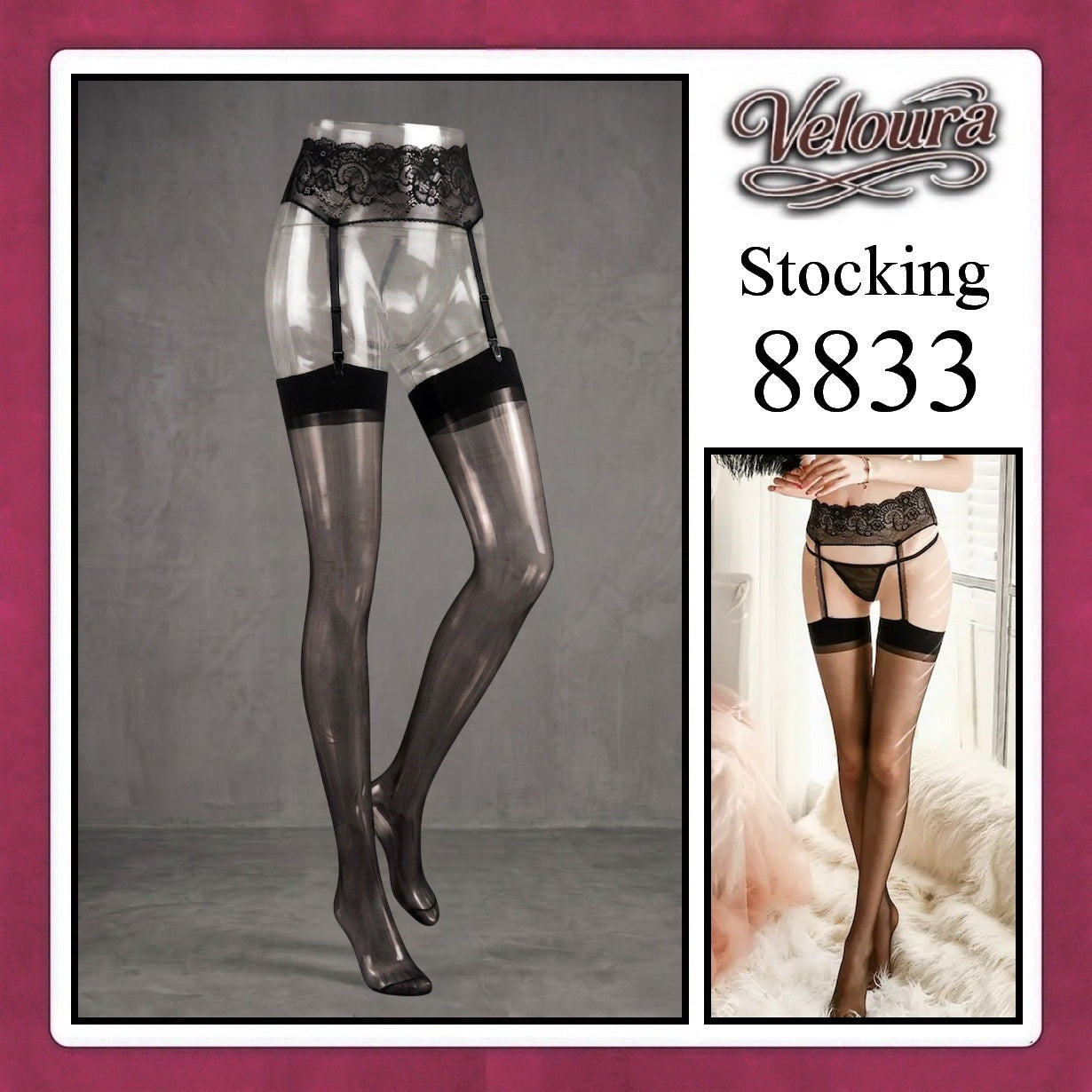 Veloura Stocking Suspender Tights Premium Body Stoking Garter - STG 8833