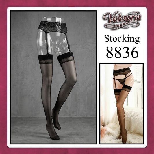 Veloura Stocking Suspender Tights Premium Body Stoking Garter - STG 8836
