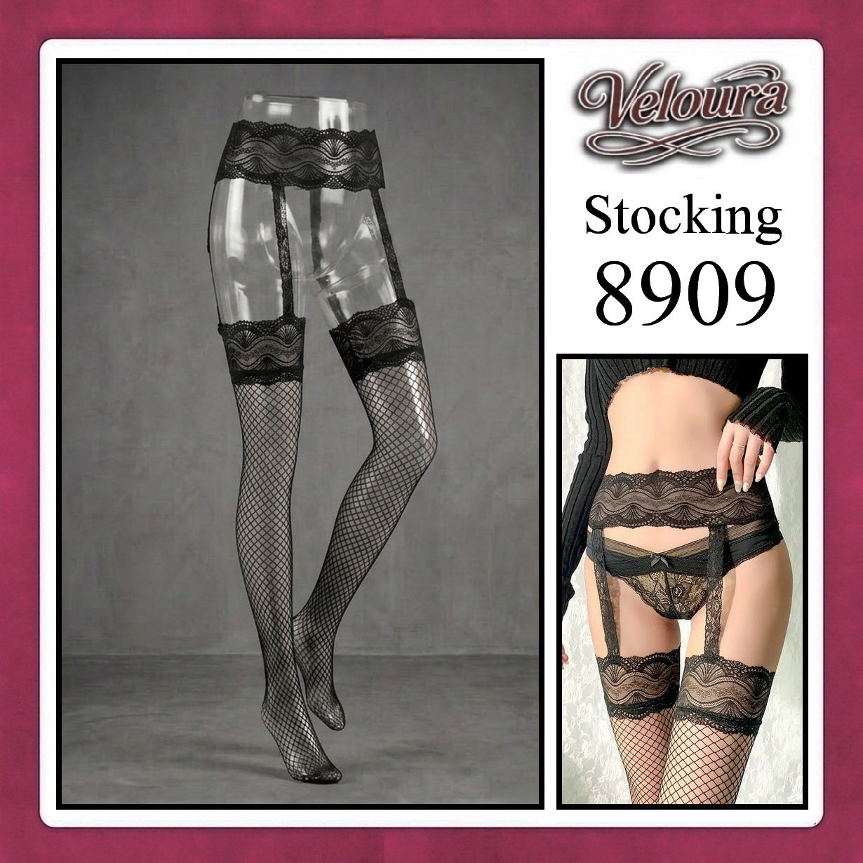 Veloura Stocking Suspender Tights Premium Body Stoking Garter - STG 8909