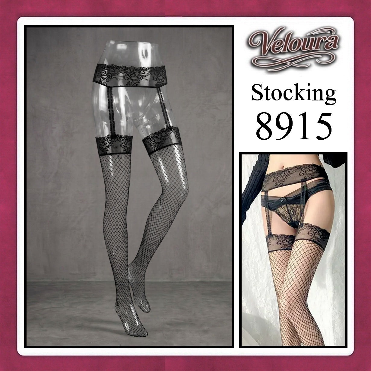 Veloura Stocking Suspender Tights Premium Body Stoking Garter - STG 8915