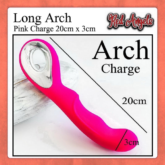 Pink arch charge with measurement details on a white background