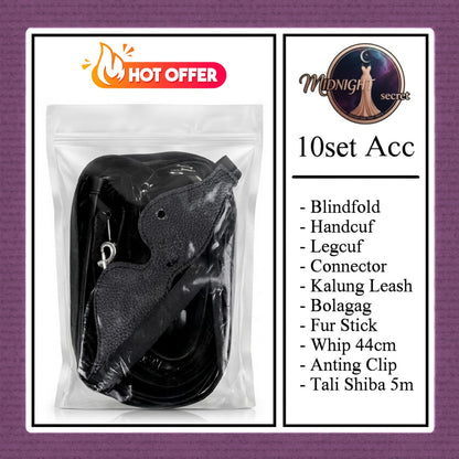 Midnight Pack 10 in 1 Accessories Erotic Game BDSM Set - Black