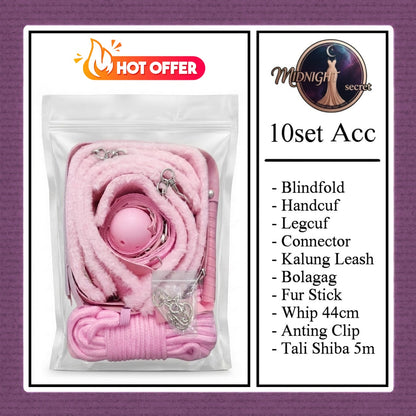 Midnight Pack 10 in 1 Accessories Erotic Game BDSM Set - Pink