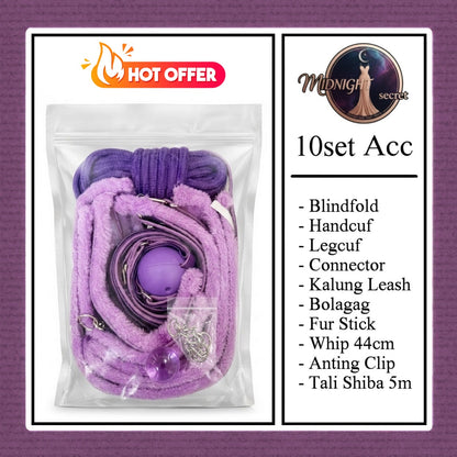 Midnight Pack 10 in 1 Accessories Erotic Game BDSM Set - Purple