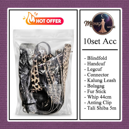 Midnight Pack 10 in 1 Accessories Erotic Game BDSM Set - Leopard