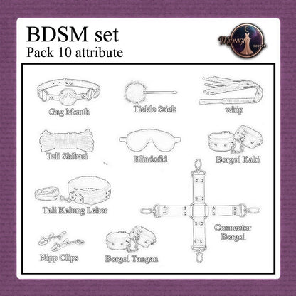 Midnight Pack 10 in 1 Accessories Erotic Game BDSM Set - Red