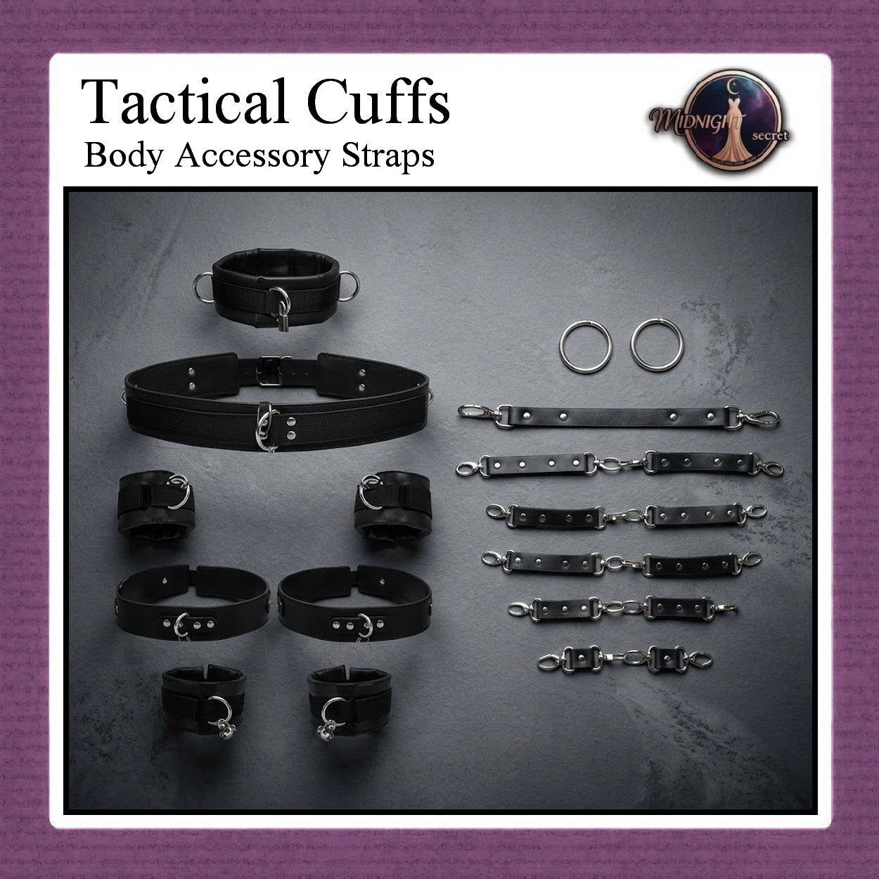 Midnight Tactical Cuffs - Borgol Full Body Accessory Straps BDSM