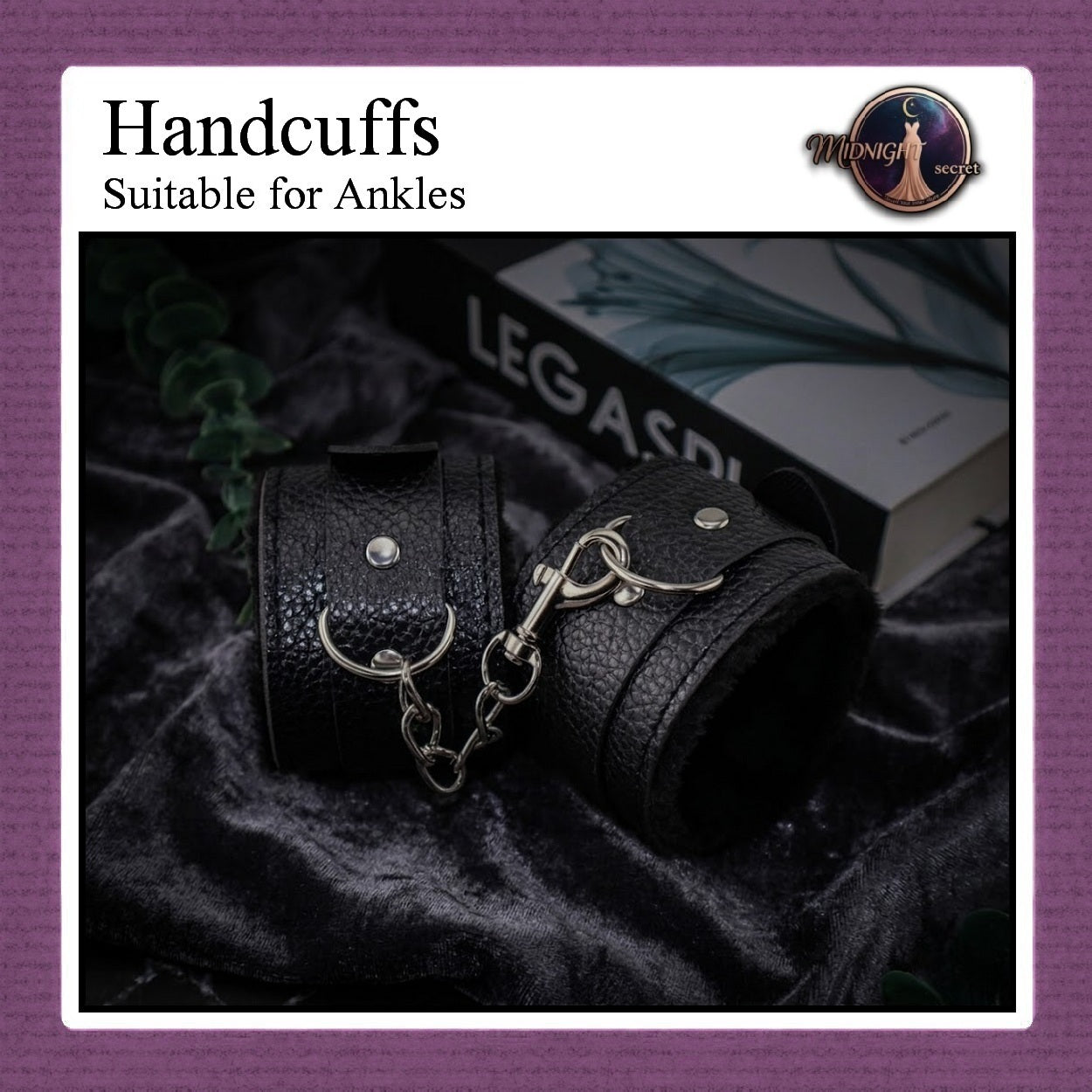Midnight Handcuffs - Borgol Tangan Velvet PU Leather - Wrist Band