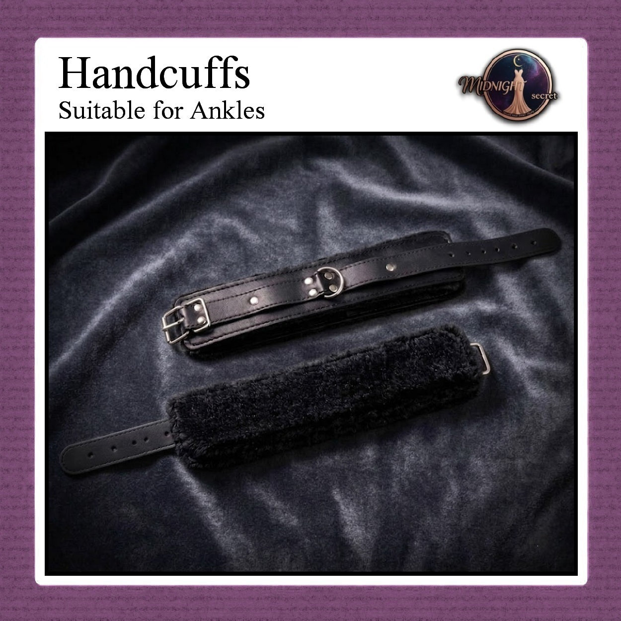 Midnight Handcuffs - Borgol Tangan Velvet PU Leather - Wrist Band