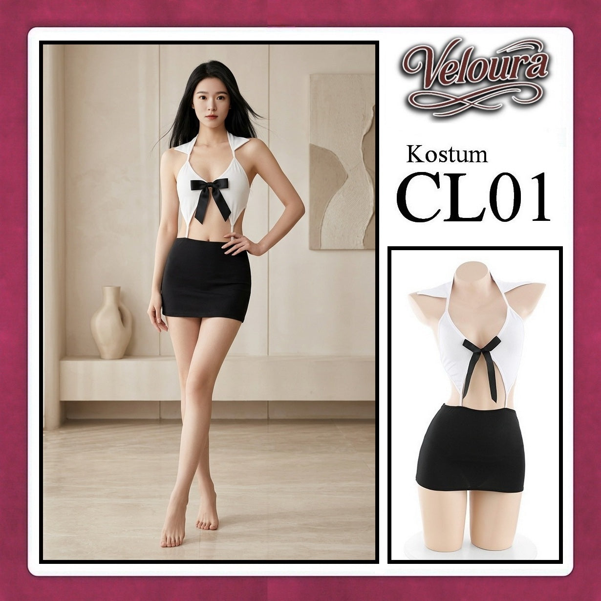 Veloura Pakaian Wanita Kostum Model Seksi -  Setelan Lingerie Seksi CL01