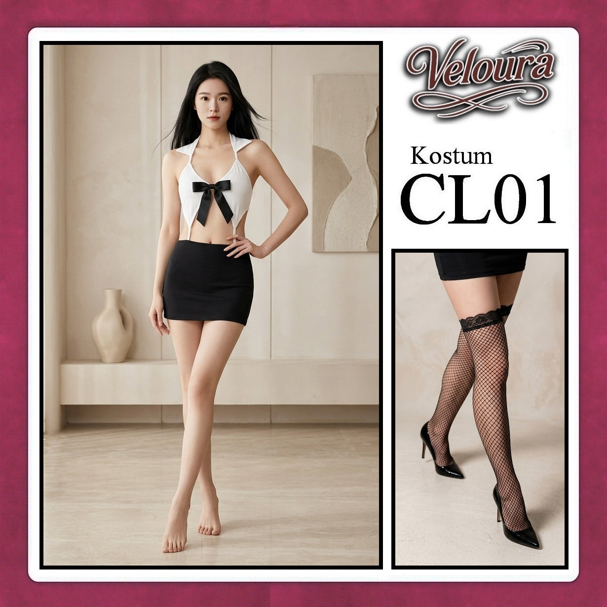 Veloura Pakaian Wanita Kostum Model Seksi -  Setelan Lingerie Seksi CL01