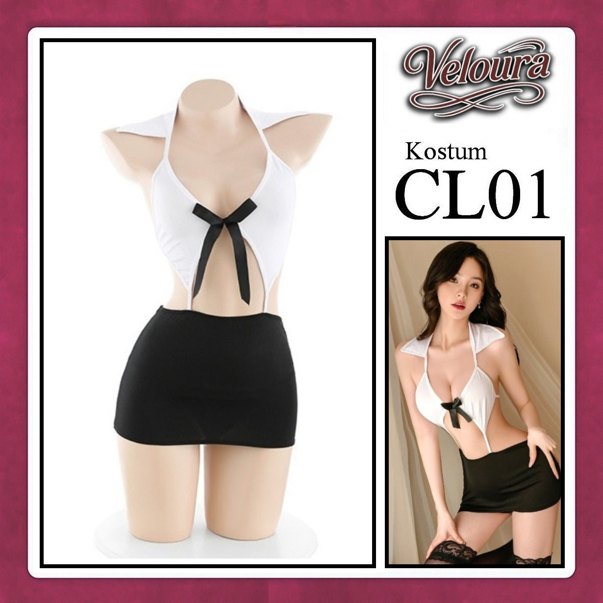 Veloura Pakaian Wanita Kostum Model Seksi -  Setelan Lingerie Seksi CL01