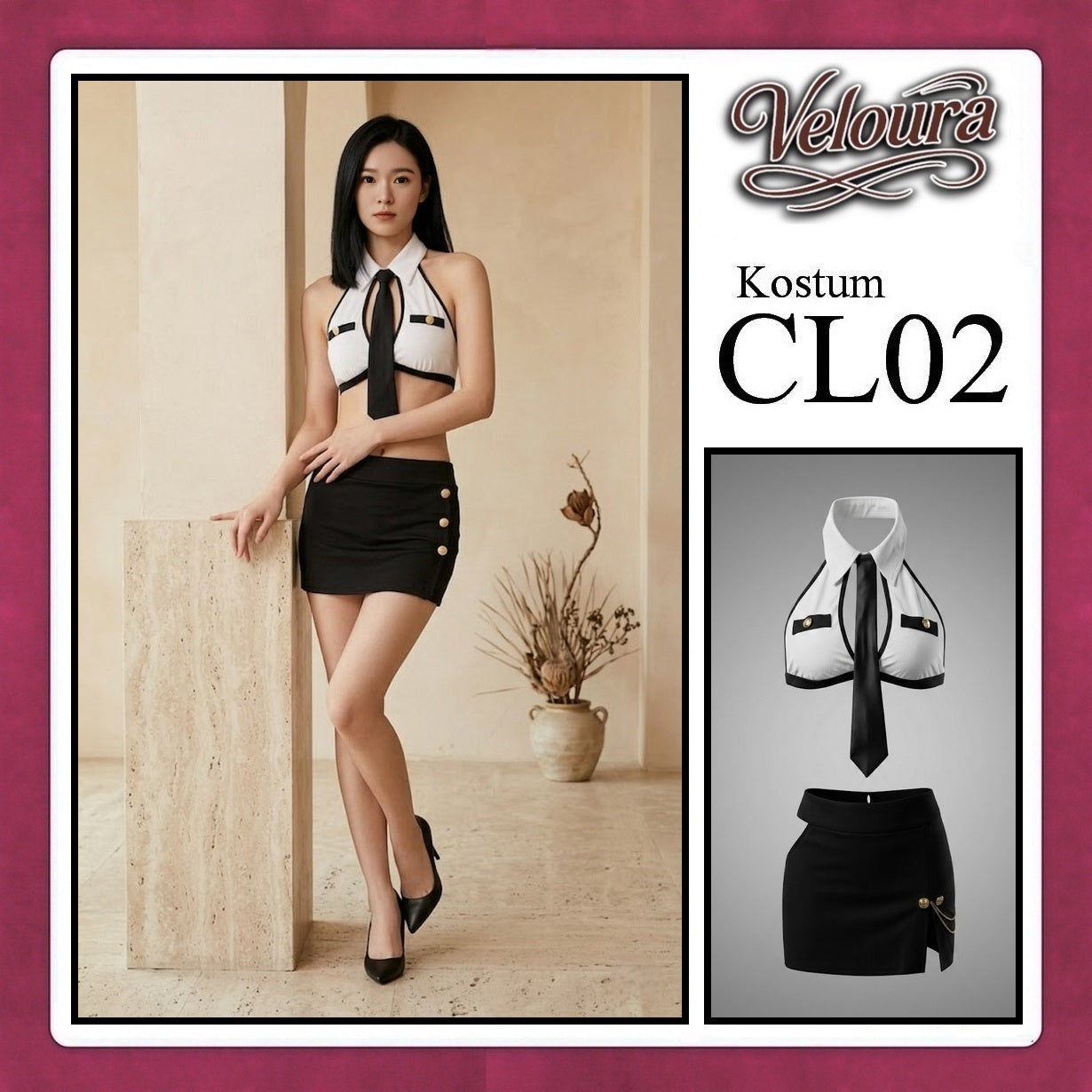Veloura Pakaian Wanita Kostum Model Seksi  - Setelan Lingerie Seksi CL02