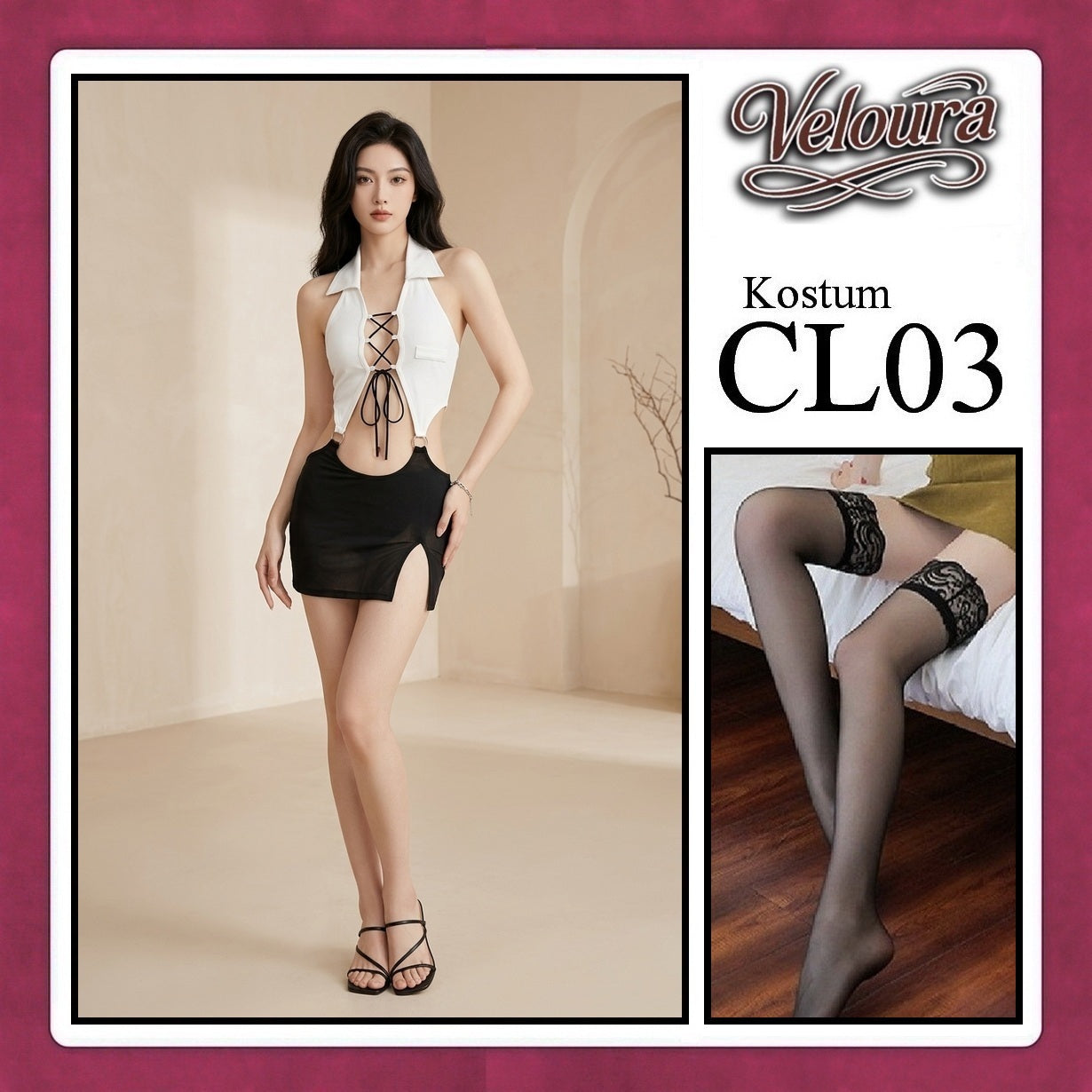 Veloura Pakaian Wanita Setelan Atas Bawah Baju Kostum Lingerie - CL03