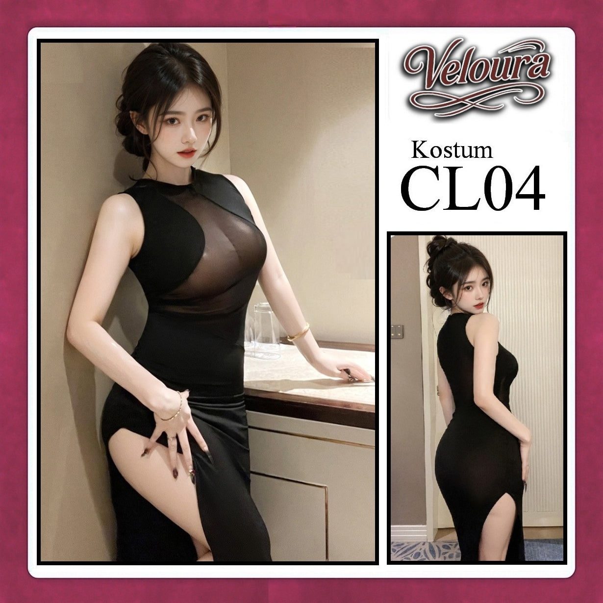 Veloura Pakaian Wanita Long Dress Panjang Hitam - CL04