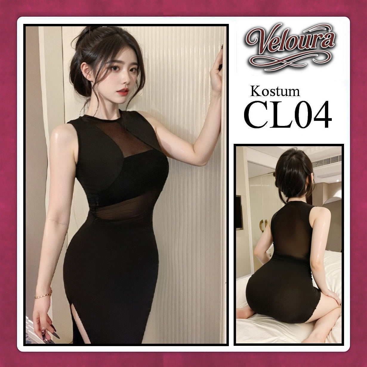 Veloura Pakaian Wanita Long Dress Panjang Hitam - CL04
