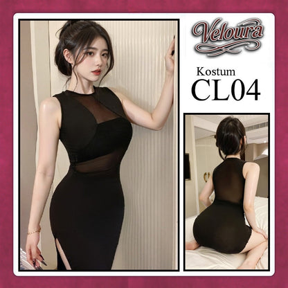 Veloura Pakaian Wanita Long Dress Panjang Hitam - CL04