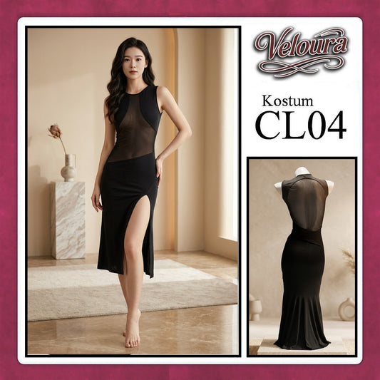Veloura Pakaian Wanita Long Dress Panjang Hitam - CL04