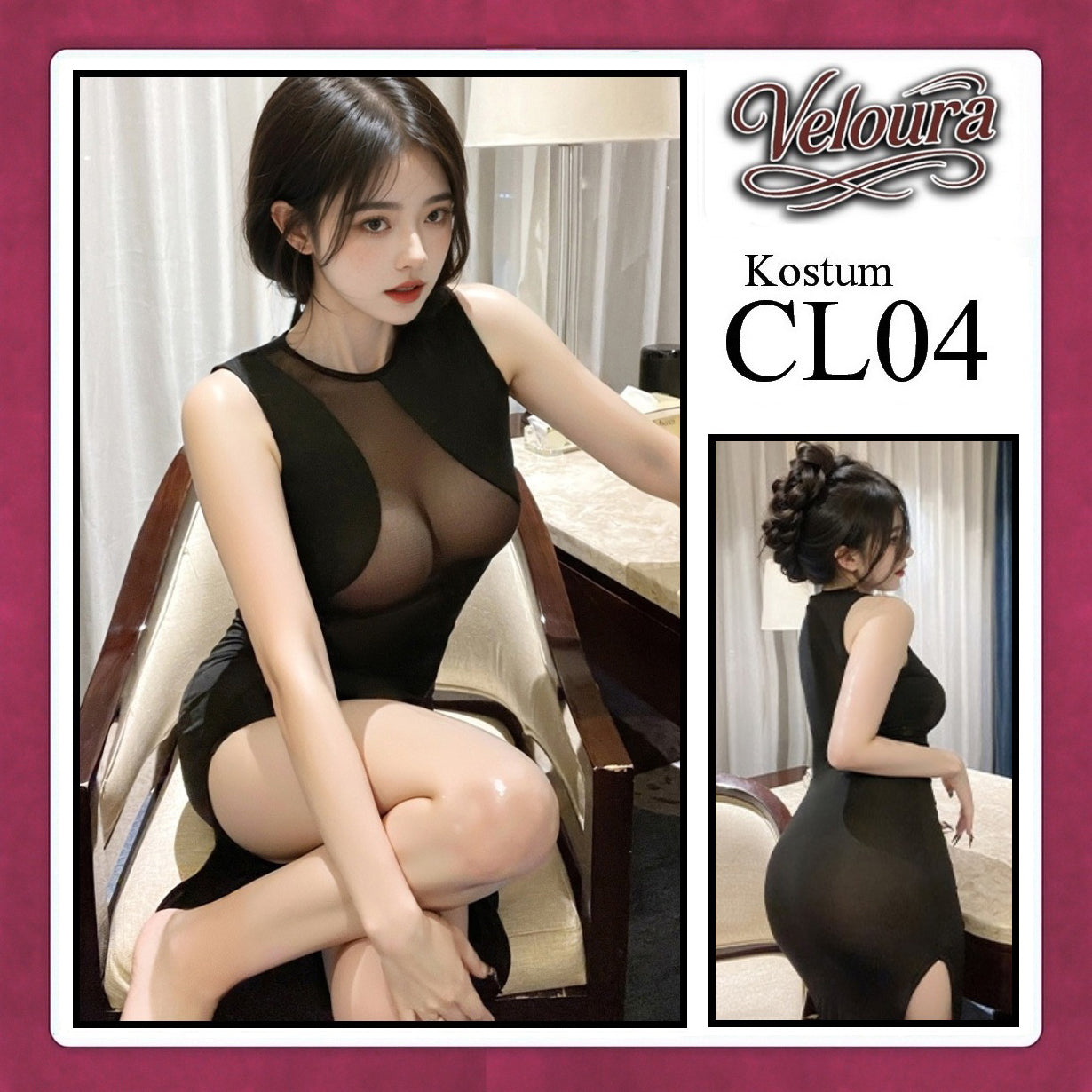 Veloura Pakaian Wanita Long Dress Panjang Hitam - CL04