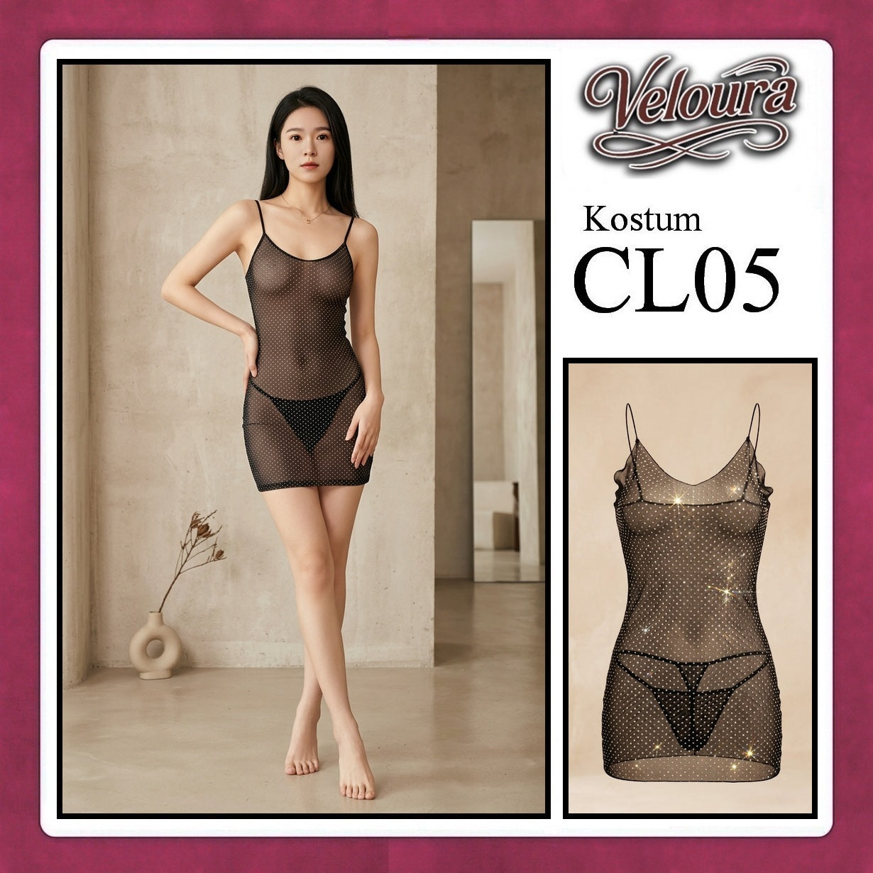 Veloura Pakaian Set Wanita Dress Malam / Pesta / Kostum Cosplay Seksi Transparant Tema - CL05