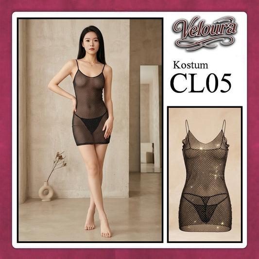 Veloura Pakaian Set Wanita Dress Malam / Pesta / Kostum Cosplay Seksi Transparant Tema - CL05