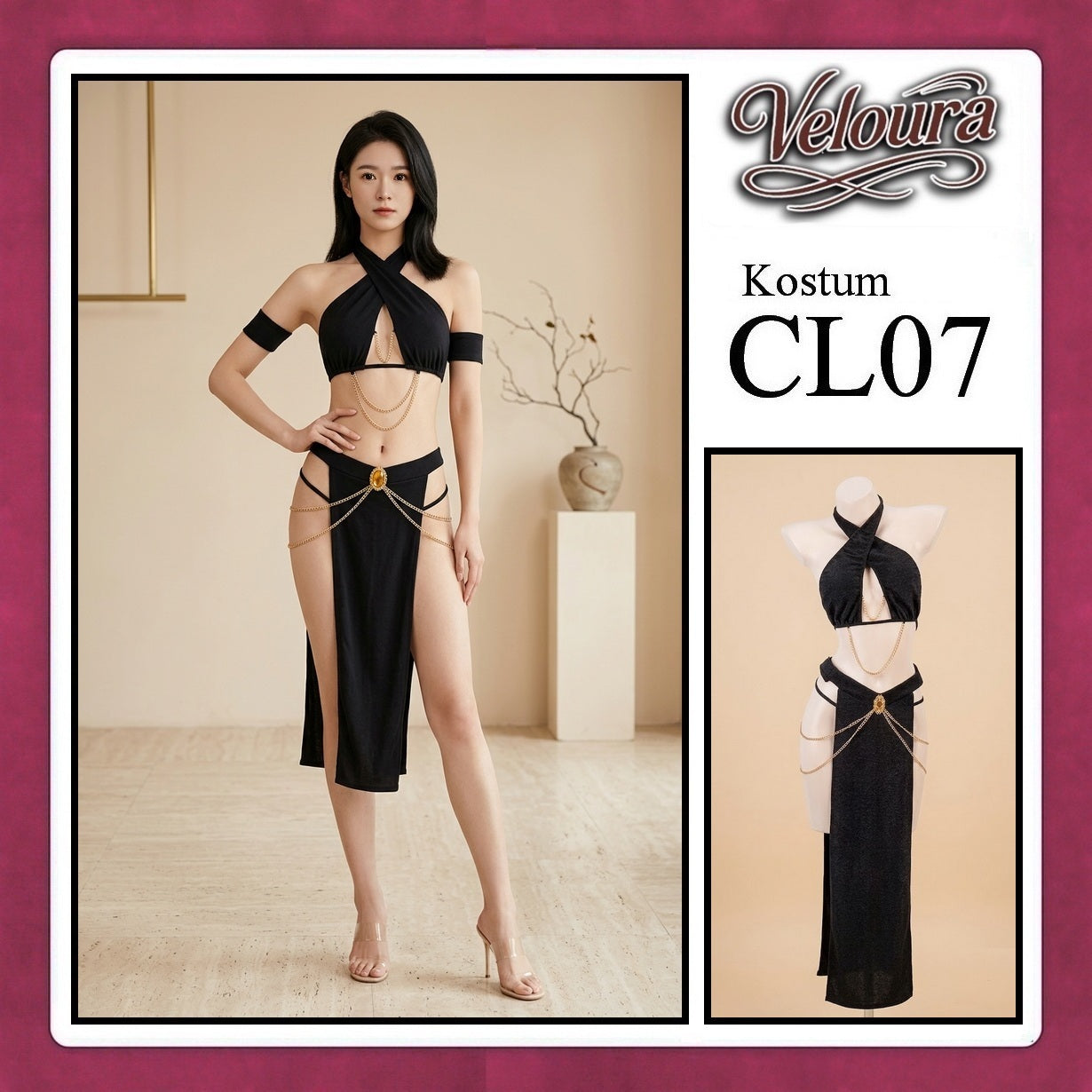 Veloura Sexy Lingerie Pakaian Dress Malam Kostum Egyptian Queen Cleopatra / Assassin - CL07