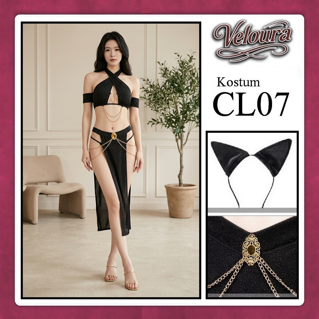 Veloura Sexy Lingerie Pakaian Dress Malam Kostum Egyptian Queen Cleopatra / Assassin - CL07