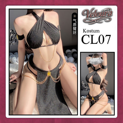 Veloura Sexy Lingerie Pakaian Dress Malam Kostum Egyptian Queen Cleopatra / Assassin - CL07