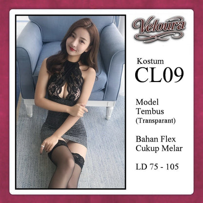 Veloura Sexy Lingerie Pakaian Wanita Dress Malam Kostum Tema Seksi Lady - CL09