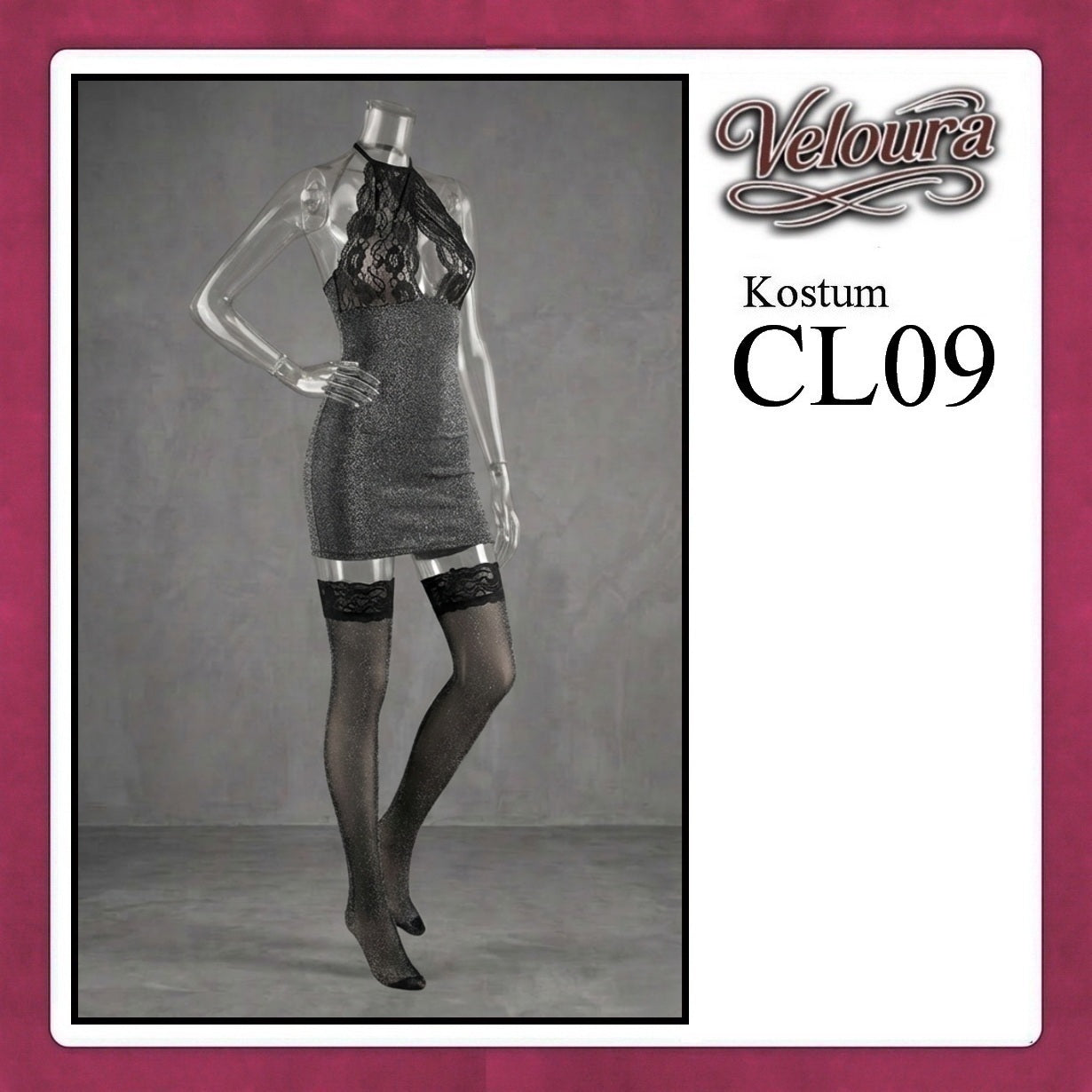 Veloura Sexy Lingerie Pakaian Wanita Dress Malam Kostum Tema Seksi Lady - CL09