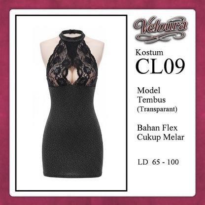 Veloura Sexy Lingerie Pakaian Wanita Dress Malam Kostum Tema Seksi Lady - CL09