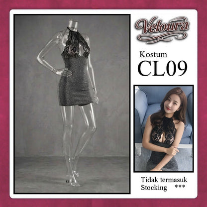 Veloura Sexy Lingerie Pakaian Wanita Dress Malam Kostum Tema Seksi Lady - CL09