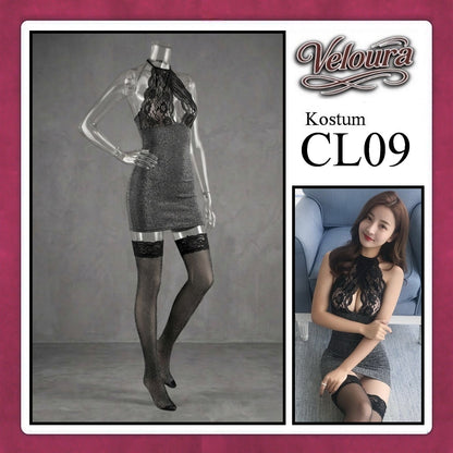 Veloura Sexy Lingerie Pakaian Wanita Dress Malam Kostum Tema Seksi Lady - CL09