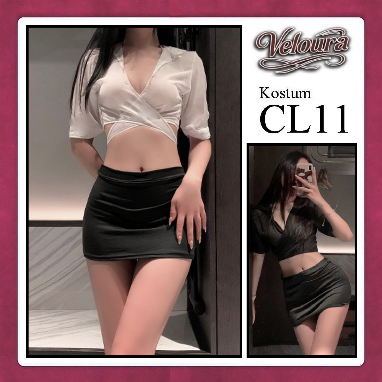 Veloura Pakaian Set Wanita Kemeja Kerja Kostum Tema Sekertaris - CL11