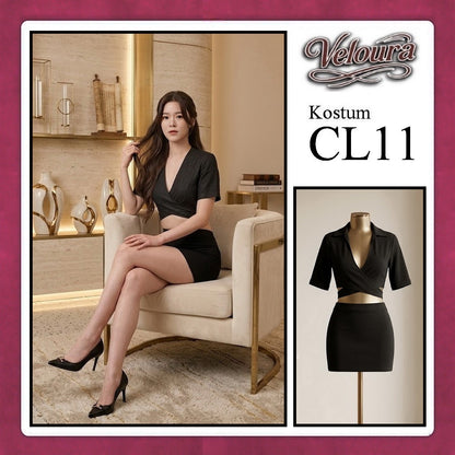 Veloura Pakaian Set Wanita Kemeja Kerja Kostum Tema Sekertaris - CL11