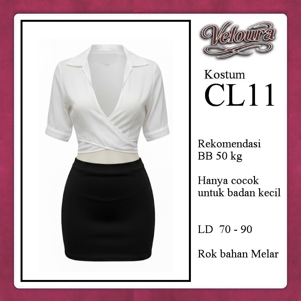 Veloura Pakaian Set Wanita Kemeja Kerja Kostum Tema Sekertaris - CL11