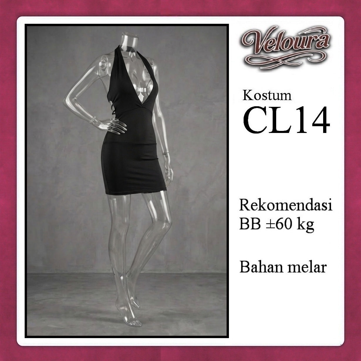 Veloura Pakaian Wanita Set Short Dress Hitam - CL14