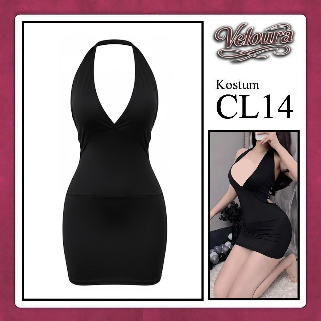 Veloura Pakaian Wanita Set Short Dress Hitam - CL14