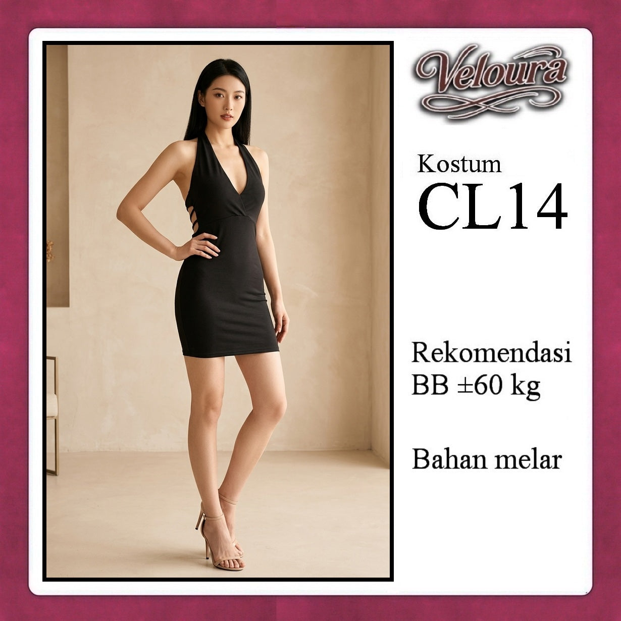 Veloura Pakaian Wanita Set Short Dress Hitam - CL14