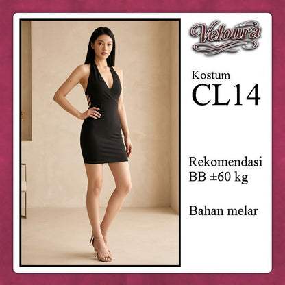 Veloura Pakaian Wanita Set Short Dress Hitam - CL14