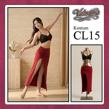 Veloura Pakaian Dress Wanita Casual Seksi Elegant - CL15 - Black Red