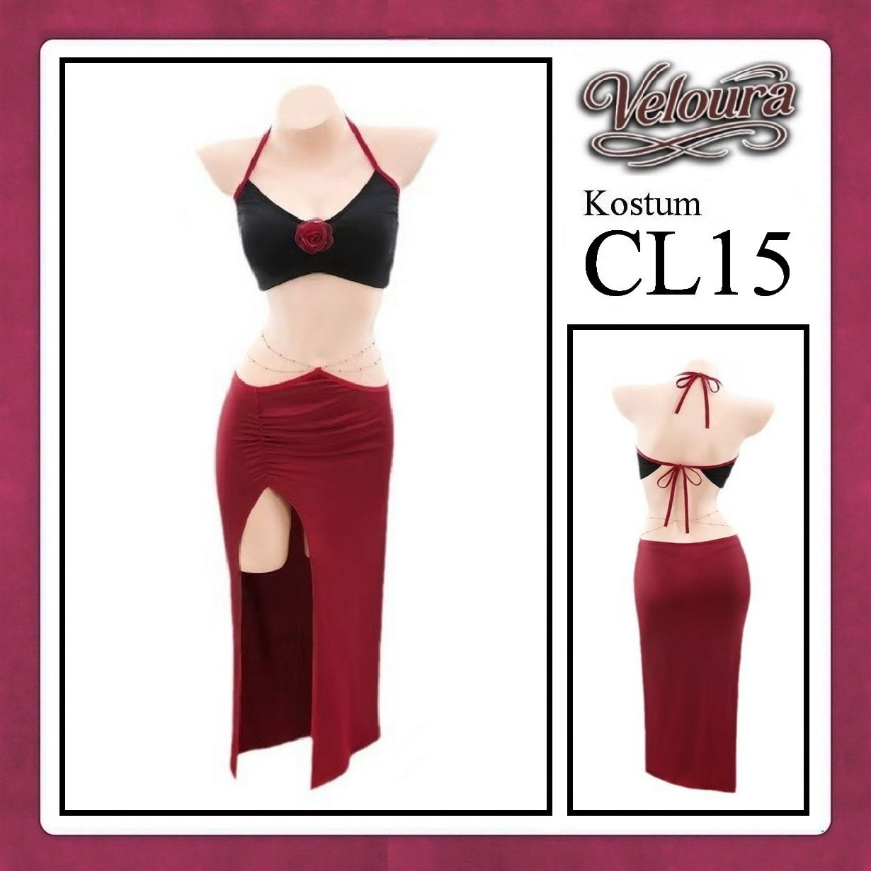 Veloura Pakaian Dress Wanita Casual Seksi Elegant - CL15 - Black Red