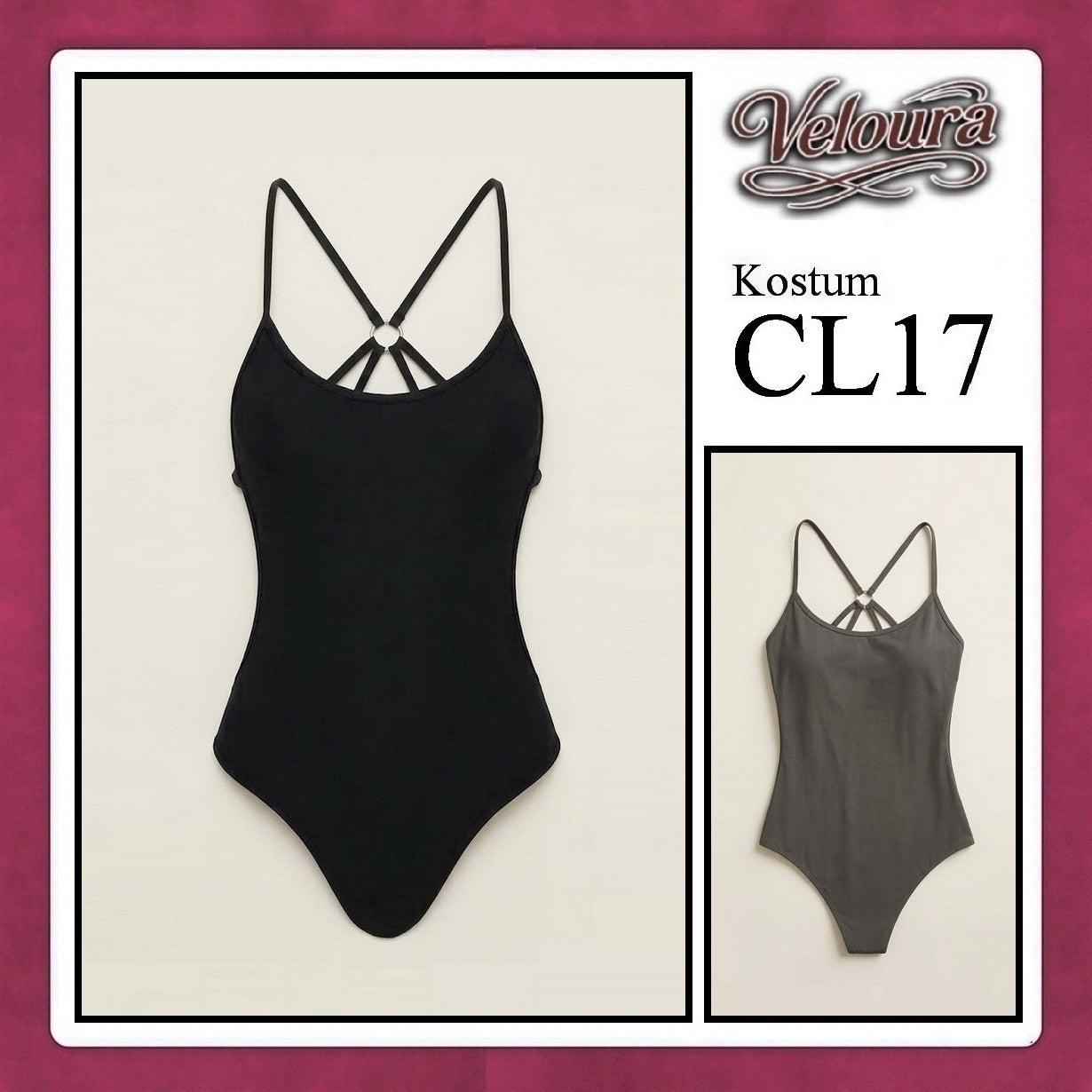 Veloura Pakaian Wanita Sexy Lingerie - CL17 - Cross Back / Black Gray