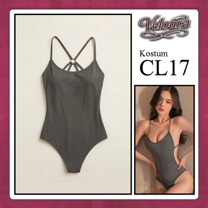 Veloura Pakaian Wanita Sexy Lingerie - CL17 - Cross Back / Black Gray