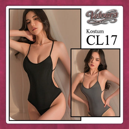 Veloura Pakaian Wanita Sexy Lingerie - CL17 - Cross Back / Black Gray